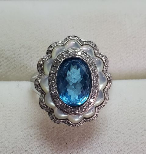 【K18WG製・天然パライバトルマリンデザインリングの買取】